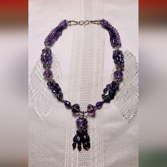 Sterling Silver Vintage Chandellier Amethys Necklace
